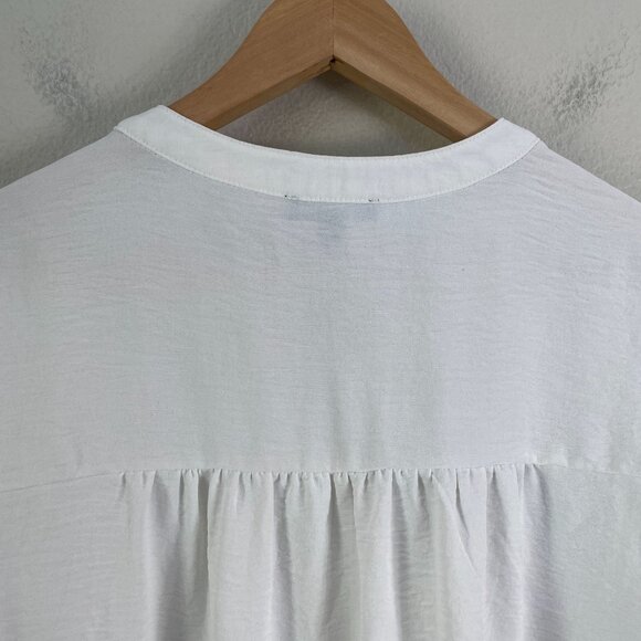 Cocomo Woman Plus 3X White Heart Print Tunic Top Blouse Roll Tab Sleeve Shirt - Picture 12 of 12